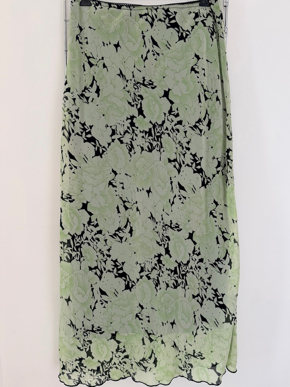 Mariposa Y2K Skirt with Light Green Floral Overlay